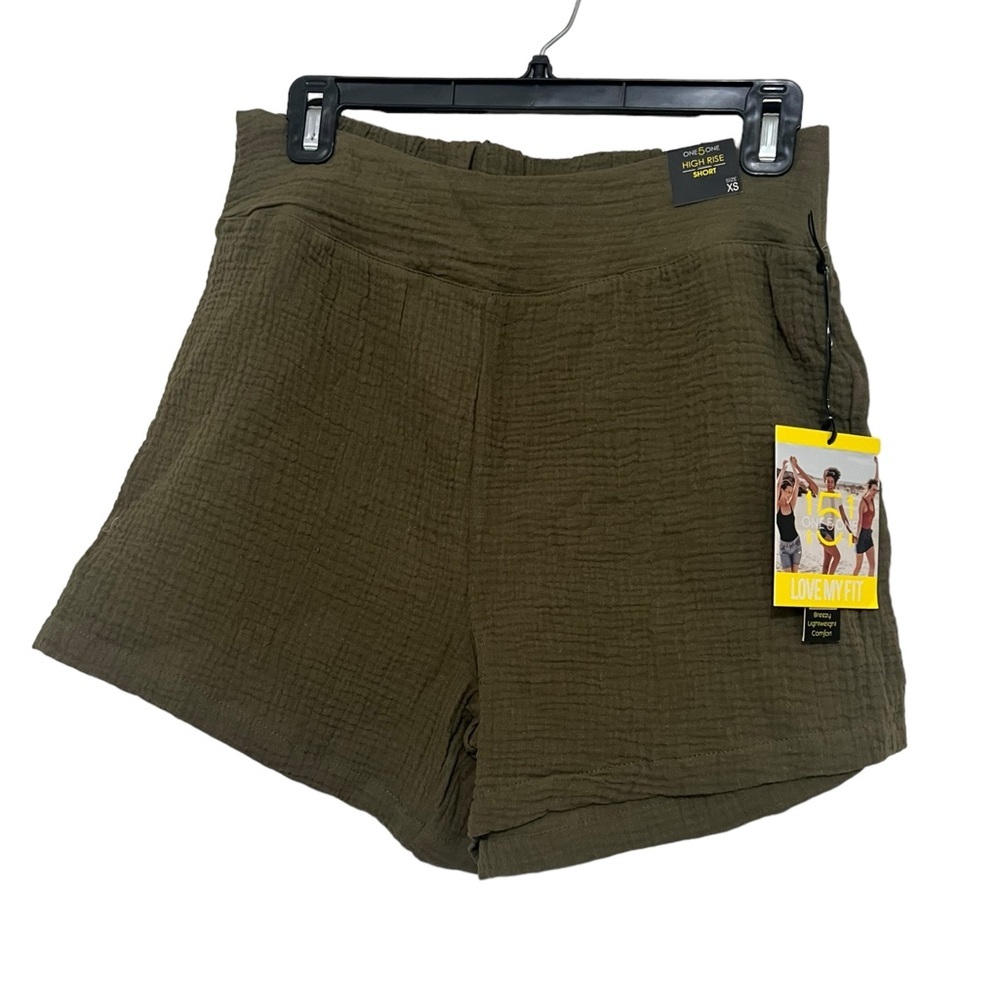 NWT 151 Olive High Rise Crinkle Gauze Pull On Shorts XS